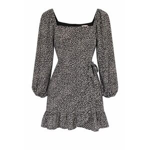 Altar'd State Leopard‎ Print Mini Dress Black White Square Neck Long Sleeve M